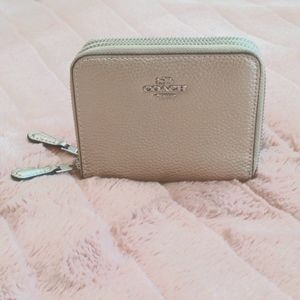 Coach Metallic Gold Zipper Wallet Small